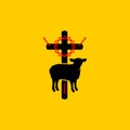 Christian symbols. Symbols of Jesus Christ are a cross, a crown of thorns, a sacrificial lamb and a shepherd`s staff.