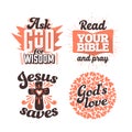 Christian typography and lettering. Illustrations of biblical phrases
