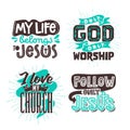 Christian typography and lettering. Illustrations of biblical phrases Royalty Free Stock Photo