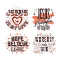 Christian typography and lettering. Illustrations of biblical phrases Royalty Free Stock Photo