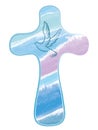 Christian watercolor cross with dove