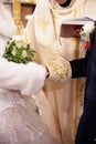 Christian wedding couple at catholic church.