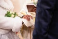 Christian wedding couple at catholic church.