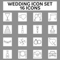 Christian Wedding Essential Icons On Grey And White Square Background