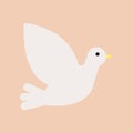 Christian white dove. Symbol of Holy Spirit and peace. Isolated flat vector icon. Design element for church, christian Royalty Free Stock Photo