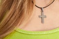 Christian woman with cross necklace Royalty Free Stock Photo