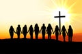 Christian women friendship silhouette.