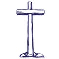 Christian wooden cross. Easter . symbol of Christianity hand drawn vector illustration sketch