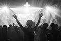 Christian worship God together in Church ,raised hand and praise the lord Royalty Free Stock Photo