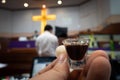 Christian worship and holy communion online Royalty Free Stock Photo