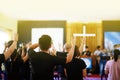 Christian worship with raised hand Royalty Free Stock Photo