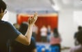 Christian worship with raised hand Royalty Free Stock Photo