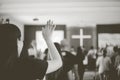 Christian worship with raised hand Royalty Free Stock Photo