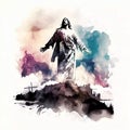 Ascension of Jesus Watercolor Style