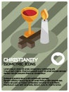 Christianity color isometric poster