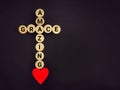 Christianity Concept - Text of amazing grace on cross shaped background. Stock photo.