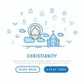 Christianity concept with thin line icons