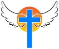 Christianity cross with angel wings Royalty Free Stock Photo