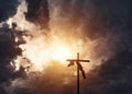 Christianity Cross and stormy clouds Royalty Free Stock Photo