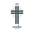 Christianity Cross true belief in Jesus vector symbol, Christian