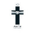 Christianity Cross true belief in Jesus vector symbol, Christian religion icon.