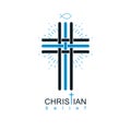 Christianity Cross true belief in Jesus vector symbol.