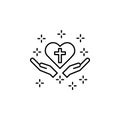 Christianity heart cross hands icon. Element of christianity icon