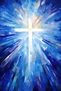 Christianity Holy cross in sky art illustration poster, Christian events design, Easter, church