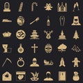 Christianity icons set, simple style