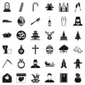 Christianity icons set, simple style