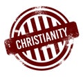 Christianity - red round grunge button, stamp