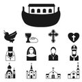 Christianity religion flat icons vector illustration of traditional holy religious black silhouette praying people Royalty Free Stock Photo