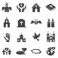 Christianity religion icon set