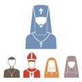 Christianity religion people vector pastor religionism flat illustration holy character silhouette praying religionary Royalty Free Stock Photo