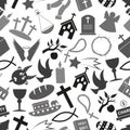 Christianity religion symbols grayscale seamless pattern eps10 Royalty Free Stock Photo