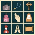 Christianity religion vector religionism flat illustration of traditional holy sign silhouette praying religionary Royalty Free Stock Photo