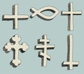 Christianity religious crosses Doodle vector