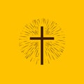 Christianity symbol of Jesus Christ. Cross, worship logo. Vector illustration