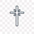 Christianity vector icon on transparent background, lin