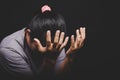 Christianity woman catholic hand pray and worship in the church, Hands folded in prayer concept for faith, spirituality and Royalty Free Stock Photo