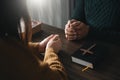 Christians are congregants join hands to pray and seek the blessings of God, the Holy Bible.Study of God Royalty Free Stock Photo
