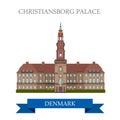 Christiansborg Palace Copenhagen Denmark flat vector attraction