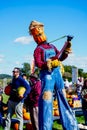 10-17-2021 Christiansburg Virginia Pumpkin scarecrow man on stilts with guitar at Sinkland Farms Christiansburg Virginia Royalty Free Stock Photo