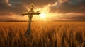 The Christien Cross in the Golden Sunset Royalty Free Stock Photo