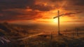 The Christien Cross in the Golden Sunset Royalty Free Stock Photo