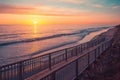 Christies Beach boardwalk at pink sunset Royalty Free Stock Photo