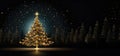 Christimas Gold Pine Tree in Forest Royalty Free Stock Photo