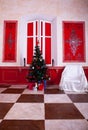 Christimas interior in red vintage room