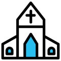 Christion building, Abbey fill vector icon which can easily modify or edit Royalty Free Stock Photo