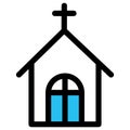 Christion building, worship house fill vector icon which can easily modify or edit